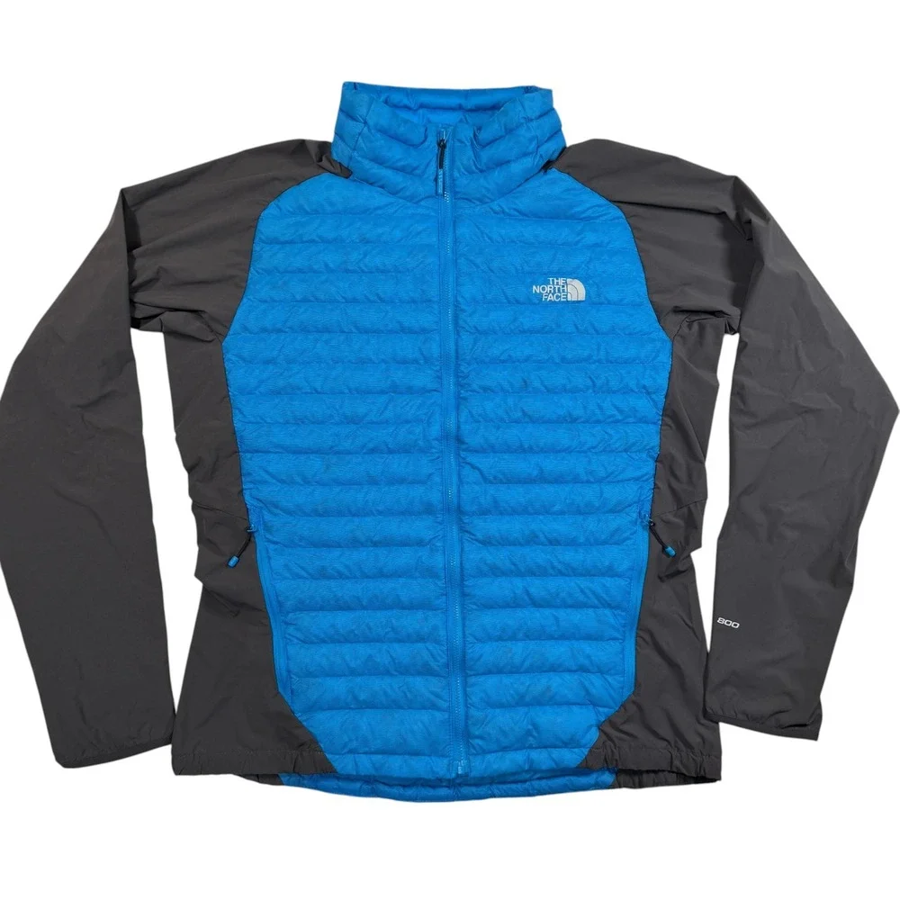 The North Face Verto Micro Jacket Mens Large 800 Down Hybrid Puffer Blue Gray